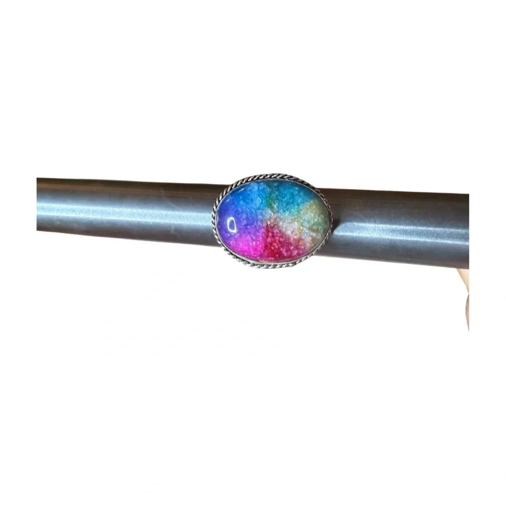 Vibrant Stone Multicolor Oval Ring